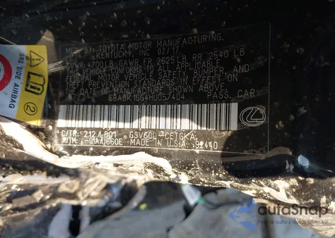 2017 Lexus Es 350 z USA, uszkodzony, nr VIN 58ABK1GG4HU057404